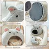 Cozy Mouse Ear Pet Cave Bed Ultra-Soft Gray Plush cave