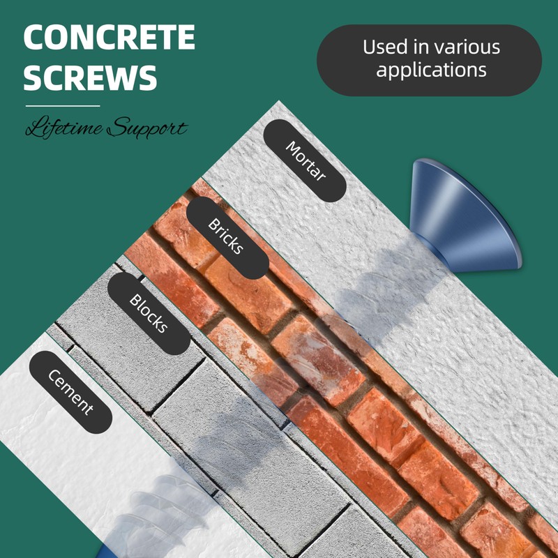 EASTPUK 200Pcs Concrete Screws Anchors with Drill Bit, 3/16" 1/4"