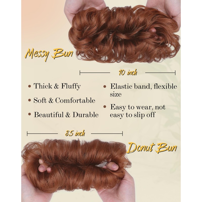 2PCS Messy Bun Hair Pieces Synthetic Hair Bun Extensions For