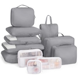 Compression Travel Pouch, Set of 11, Travel Compression Bag (2024 Newest Model), Save 50% Space, Suitcase, Clothing Sorting Storage, Lightweight, Durable Zipper Compression, Packing Pouch, Travel