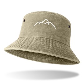 Women Bucket Hats Washed Cotton Packable Summer Travel Peak Beach Fishing Fisherman Sun Hat UK Khaki