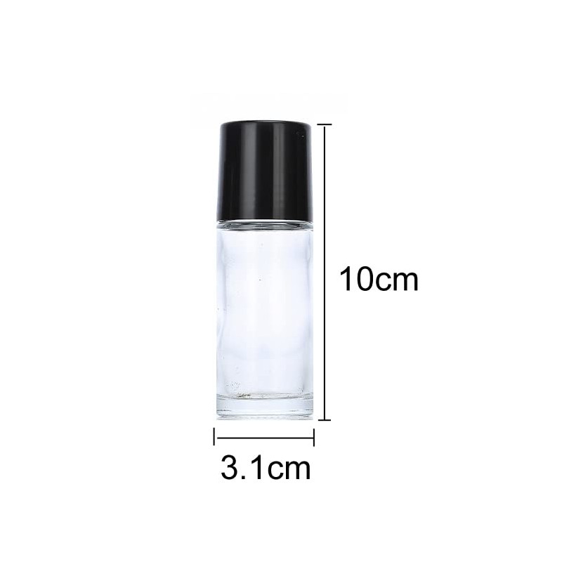4Pcs 30ml/1oz Clear Glass Deodorant Roller Bottle with Plastic Roller