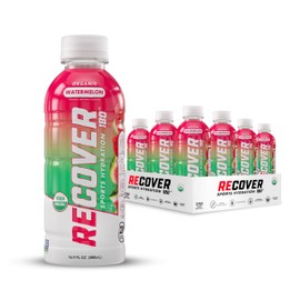 RECOVER 180 Organic Sports Hydration Drink, No Sugar Added, 20 Calorie Sports Beverage, Organic Flavors With Vitamins, Potassium-Packed Electrolytes (16.9 Fl Oz (Pack of 12), Watermelon)