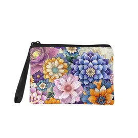 doginthehole Small Coin Purse for Women Keychain Zipper Wallet Card Holder Organizer, Boho Floral, One Size