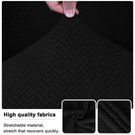 Lellen Velvet Stretch Wingback Chair Cover Slipcover - Reusable Protector Cover for Dining Room Banquet Home Decor etc Machine Washable Hand Washable (01 T-Shaped Twill Black, 2PC)