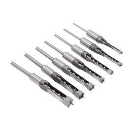 Garosa 7Pcs Square Hole Mortise Chisel Drill Bit Woodworking Hole Saw Square Drill Bits Kit 1/4in 5/16in 3/8in 2/5in 1/2in 9/16in 5/8in HSS Mortising Chisel Drill Bit Set with Storage Box