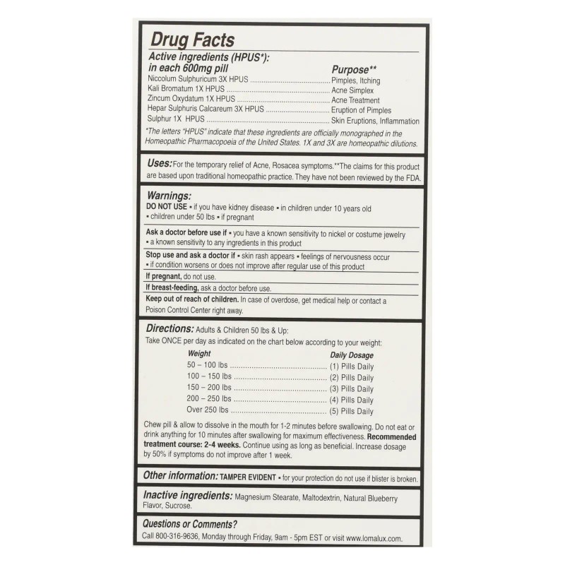 UD_Loma for Lux Laboratories Acne Pill 60 Count Quick Dissolving