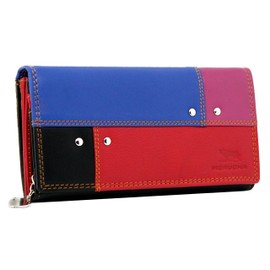 MORUCHA Women RFID Blocking Colorful Genuine Leather Long Clutch Wallet Multicoloured Purse M05