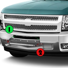 Mofun 22" 150W LED Light Bar Kit & Front Hidden Lower Bumper Mounting Brackets Compatible with Chevy Silverado 1500 2007-2013