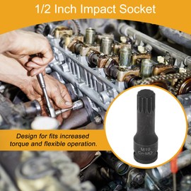 Partuto 1 Pc 12 Point Universal Impact Socket for Car Motorcycle Dirtbike Repair Hardware Tool CR-MO Black 78mm/3.07" 18mm 1/2 Inch Drive