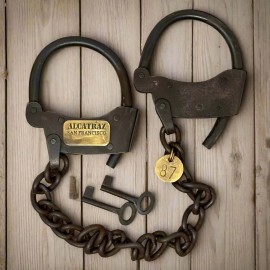 Alcatraz Prison San Francisco Iron Adjustable Handcuffs With Chain (23" Long)