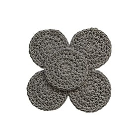 Grey Handmade Crochet Reusable Cotton Pads Craft Supply Coasters - Approx 3 inches - Set of 5