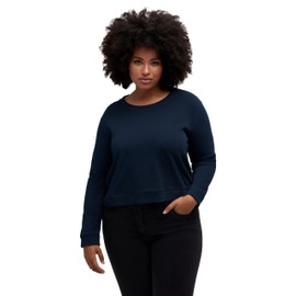 Ulla Popken Women's Cropped Sweatshirt, navy