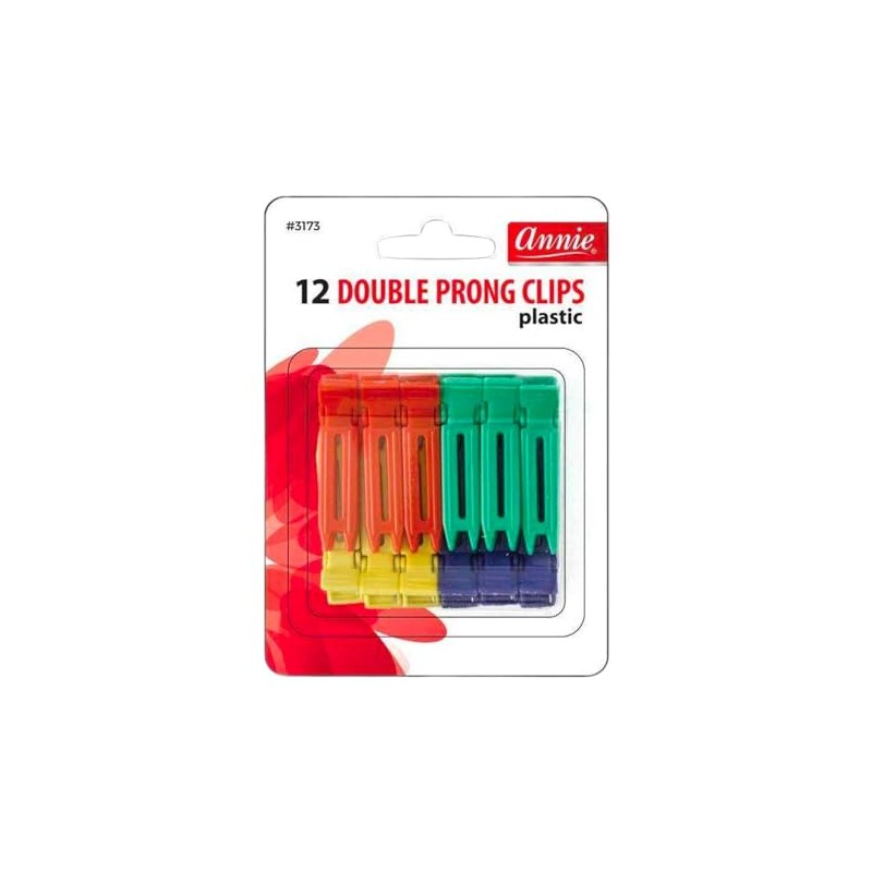 Annie Double Prong Clips #3173 - 12 Count (Pack of
