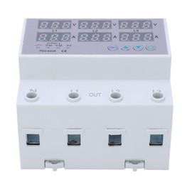 3-Phase Voltage Monitoring Sequence Relay, Digital Voltmeter Ammeter Power Meter DIN Rail Voltmeter Ammeter Automatic Overvoltage Overcurrent Protection AC (40A)