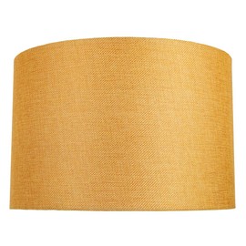 Contemporary and Sleek 12 Inch Ochre Linen Fabric Drum Lamp Shade 60w Maximum | 30cm Diameter | for Table Lamp or Pendant by Happy Homewares