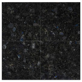 Tenedos Deep Black and Spark Blue Dot Granite Flooring Bathroom Wall Backsplash Entrance Foyer Fireplace Kitchen Countertops - 12 x 12 Polished Tile