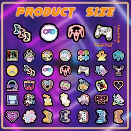 70 Pcs Neon Game Kids Stickers, Gamer Gamepad Vinyl Sticker for Water Bottle, Waterproof Laptop Decals for Teens Girls Boys Students Adults