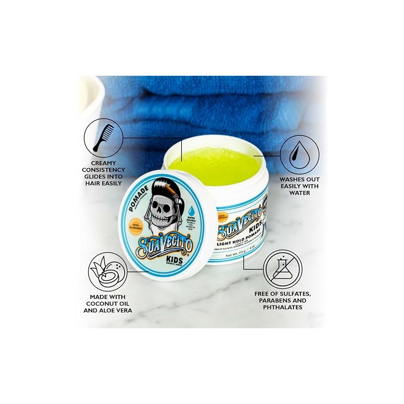 Suavecito Kid'S Pomade Calming Manzanilla Aroma Light Hold 4 Oz.