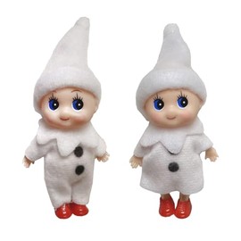MORAINJAY 2pk Christmas Baby Elf Doll,White Mini Xmas Baby Elves for Girls,Christmas Tiny Elf Baby Doll,Accessories Baby Twins Xmas Tradition Novelty Toys for Xmas New Year Gifts Stocking Stuffers