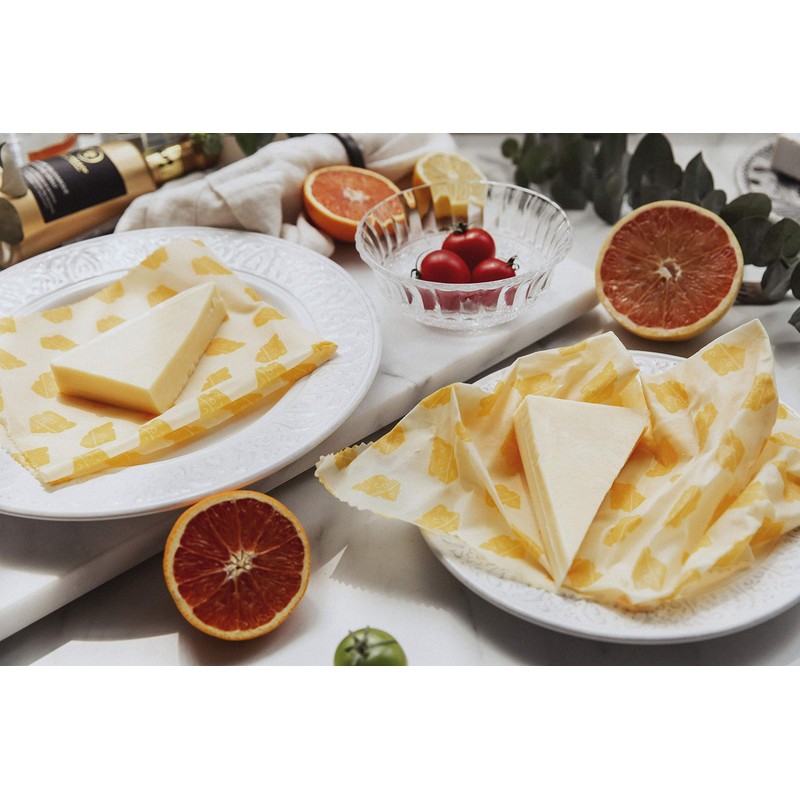 Tala Reusable Beeswax Food Wraps, Cheese Patterned Design, 3 Bags