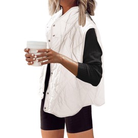 SENSERISE Womens Puffer Vest Quilted Vest Oversized Lightweight Vests Outerwear Padded Jacket Winter Fall Outfits(Cream White,2XL)