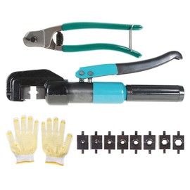 LiGuVCY Hydraulic Pliers 10T Hydraulic Cable Lug Crimper Belt Applicable to 1/8-3/16 Inch Stainless Steel Cable Railing Accessories 9 Pairs of Molds and Cable Cutters