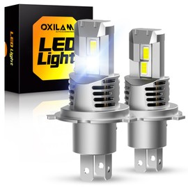 OXILAM H4 9003 LED Bulbs, 30000LM 800% Brighter, 6500K Cool White, Built-In High-Speed Fan,Plug-and-Play HB2 Halogen Replacement, Pack of 2