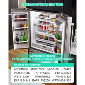 JUFZQO Upgraded Refrigerator Water Inlet Valve WPW10238100 W10238100 & WPW10341320 W10341320 Fit for Whirlpool Kenmore Kitchen-Aid, Replace W10498992 K-77473 IMV-8100 IMV-1320 K-78032-AM