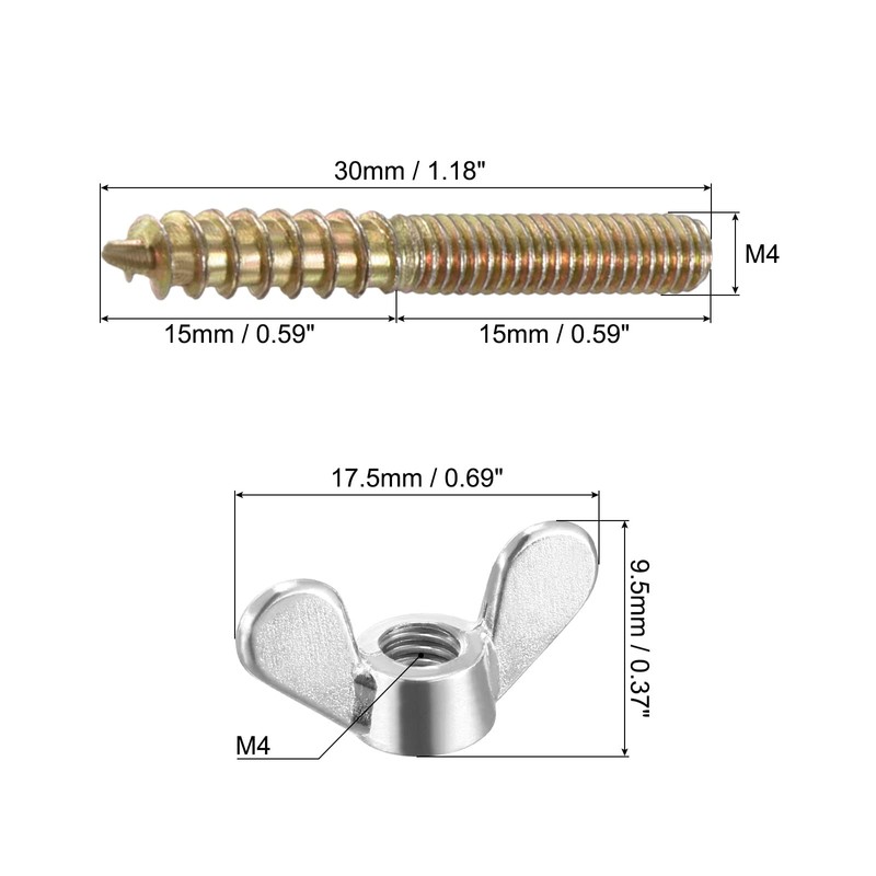 sourcing map M4 Wing Nuts Butterfly Nut Silver Tone 10pcs