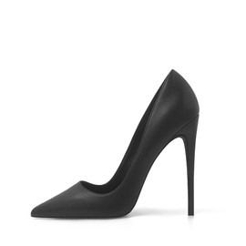 Elisabet Tang Women Pumps, Pointed Toe High Heel 4.7 inch/12cm Party Stiletto Heels Shoes Matte Black Bottom 7