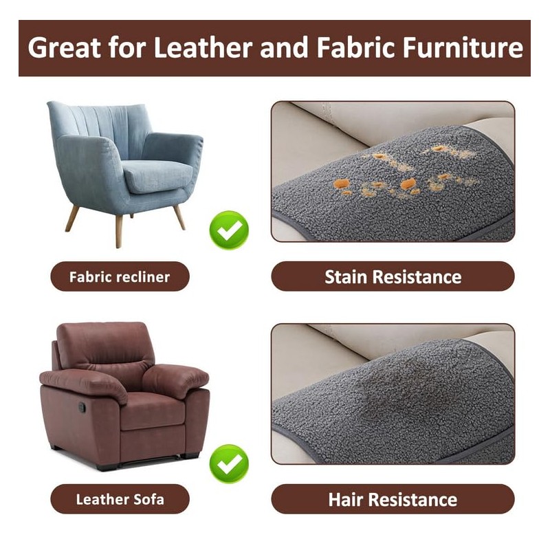 Valentine's Red Velvet Recliner Cover Set - Stretchable 3-Pc Sofa