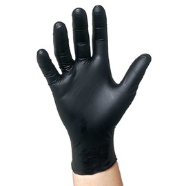 Gripstrong Black Nitrile Disposable Gloves Powder Free Textured 5 Mil Latex Free Food & Safety Glove -Size MD 100 Count
