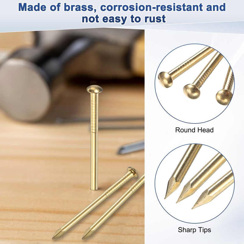 200-Pack Small Tiny Nails, 2mm x 25mm Brass Precision MIni