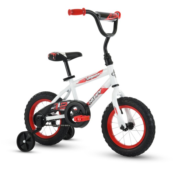 Huffy Upshot 12” Boy’s Bike for Kids, Training Wheels, White