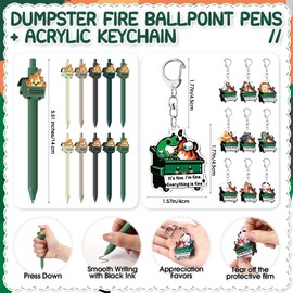 Sayglossy 50 Sets Funny Animal Dumpster Fire Gifts Set Employee Appreciation Gift for Coworker, Ballpoint Pen with Keychain Emotional Support Bookmark Bulk for Team Teacher Nurse Women Coworker