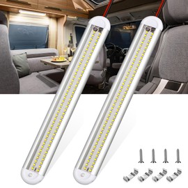 CT CAPETRONIX 12v Led Light Bar Strip, 80leds 1200LM 6.5W DC 12 Volt Led Strip Lights Fixtures with Switch, Enclosed Trailer Lights for RV Interior, Van, Truck Lorry, Camper, Boat, Caravan (2Pcs)