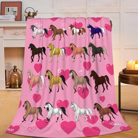 Mudiwa Horse Blanket Colorful Farm Horse Flannel Plush Throw Blanket Cozy Fluffy Horse Animal Fleece Bedding Stuff Decor Blanket Gifts for Lover Teens Girls Boys Kids Adults Women Bed Travel 40"x50"
