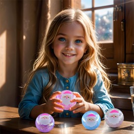 4Pack Fidget Toys for Kids, Slow Rise Glitter Gel Stress Balls with Santa Claus, Malt Sugar Stress Balls for Adults, Perfect for Christmas Stocking Stuffers(Blue/Purple/Pink/Grey)