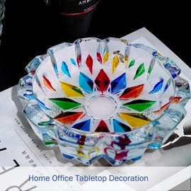Deegufa Colorful Glass Decorative Bowl for Home Office Décor, Decorative Crystal Bowl for Table Centerpiece Diameter 6.1 inch