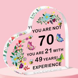 QMVMV 70th Birthday Acrylic Plaque 70th Birthday Gifts for Women Keepsake Unusual 70th Birthday Gifts for Her Special 70th Birthday Gifts for Mum Friend 70th Birthday Ideas for Sister