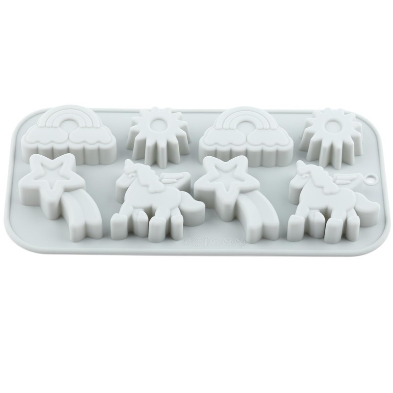 AIBOYA 8 Cavity Winged Unicorn Themed Silicone Molds Rainbow Unicorn