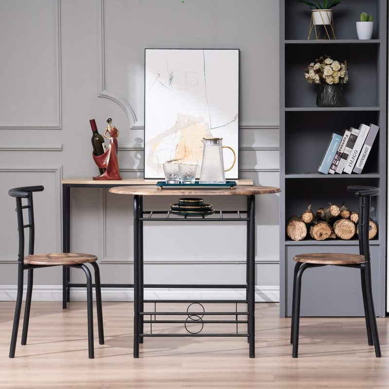 FCH 3 Piece Small Dining Table Set for 2, Oval