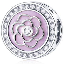 925 Sterling Silver Valentine's Day Charms, Magnolia, Love Knot I Love You to the Moon and Back, 4 Leaf Clover, Rose Flower Beads, Fits European Charms Bracelet, Gifts for Girlfriend/Wife, Sterling