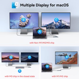 LION TEK USB C to USB C Hub, USBC Splitter with Dual Type-C Video Output 4K@60Hz, 10Gbps Data Transfer, 100W PD Charging, Dual Monitor Adapter Dongle for Portable Monitor, MacBook Pro/Air/Windows