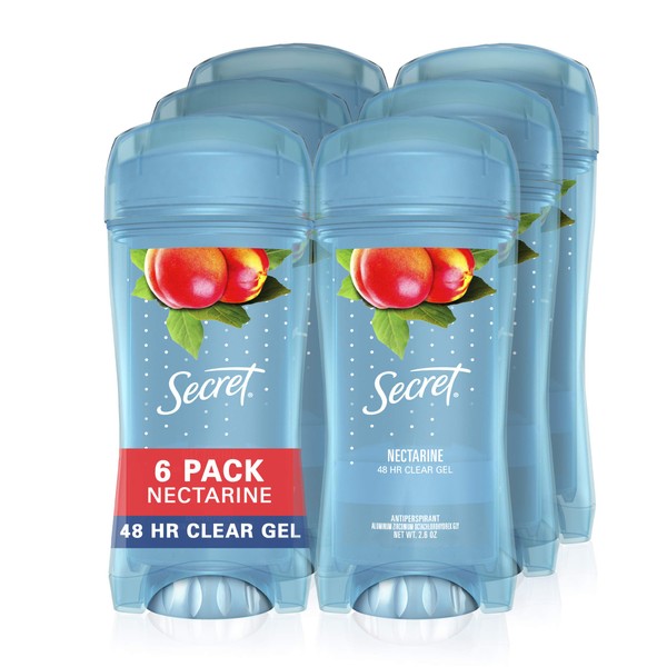 Secret Antiperspirant and Deodorant for Women, Original Clear Gel, Nectarine Scent, 2.6 Oz, Pack of 6