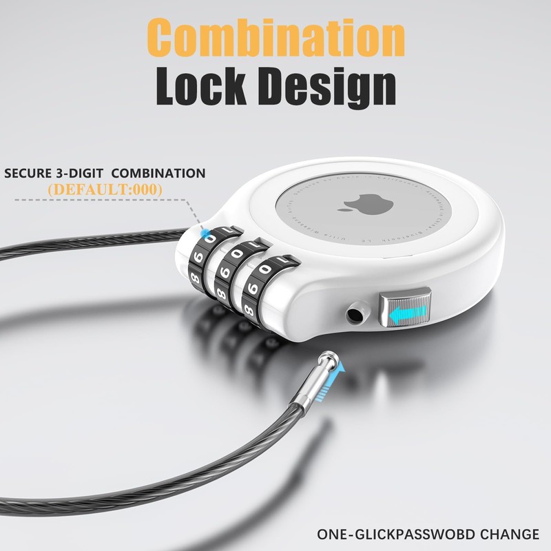 AirTag Holder with 3-Digit Combination Lock, Zinc Alloy Anti-Theft Protective