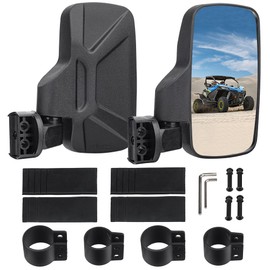 Adjustable UTV Side Rearview Mirrors 2 Pack - Wide View Convex Side Rear View Mirrors Fit for 1.6-2 inch Roll Cage Bar, UTV Mirrors Compatible with Kawasaki Mule Yamaha Rhino YZX Pioneer Polaris