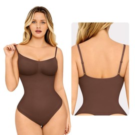 FeelinGirl Seamless Covered Bust Jumpsuit Thong Bodysuit Fit Comfort Slimming  Womenswear 1 Breathable Hip Tops Soft  Deals For You Days:_Thong-dark brown_XS/S