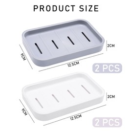 Pack of 4 Soap Dish, Soap Dish Holder, Soap Container Dry, Bathroom Soap Dish with Drain Soap Dish, Easy to Clean Soap Dish for Shower, Bathroom, Kitchen, Sink